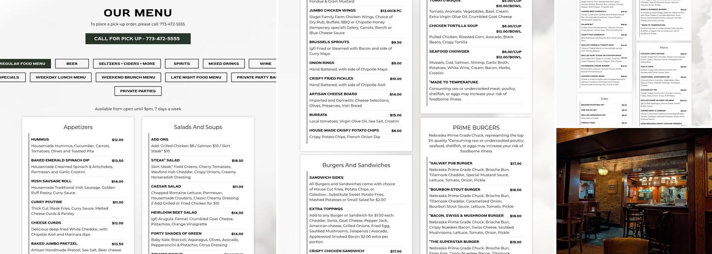 The Galway Arms Menu
