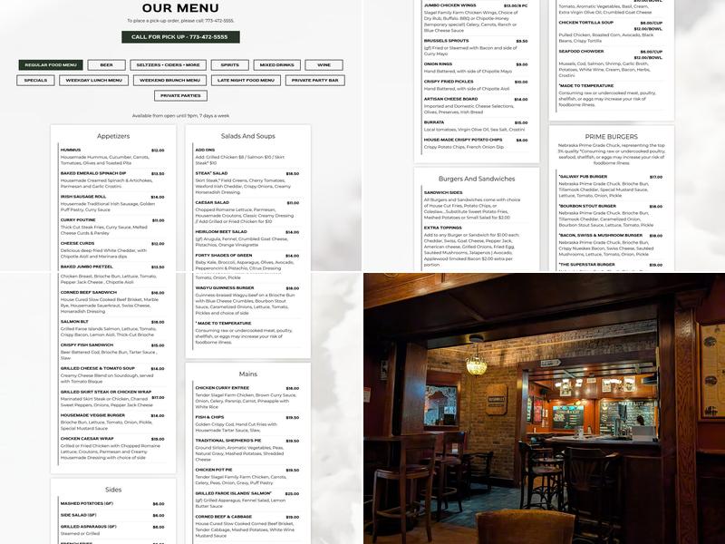 The Galway Arms Menu
