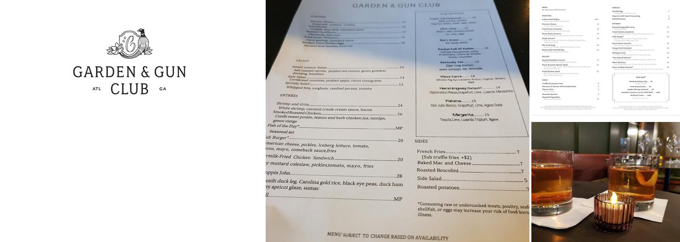 Garden & Gun Club Menu