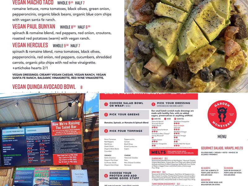 Garden Monsters Menu