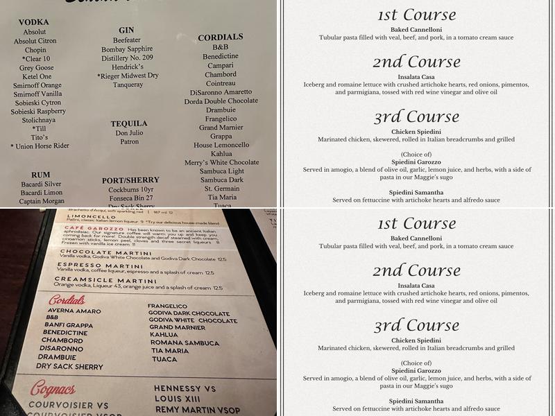 Garozzo's Overland Park Menu
