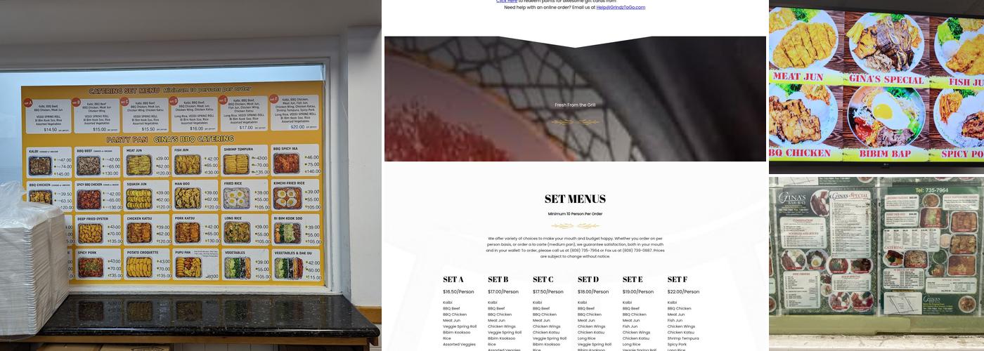 Gina's Barbeque Menu