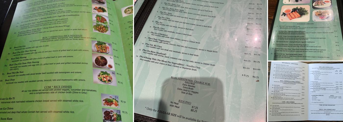 Glendale Phở Co. Menu