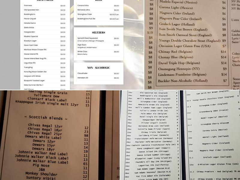 GMT Tavern Menu