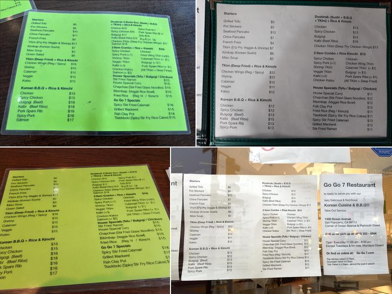 Go Go 7 Menu