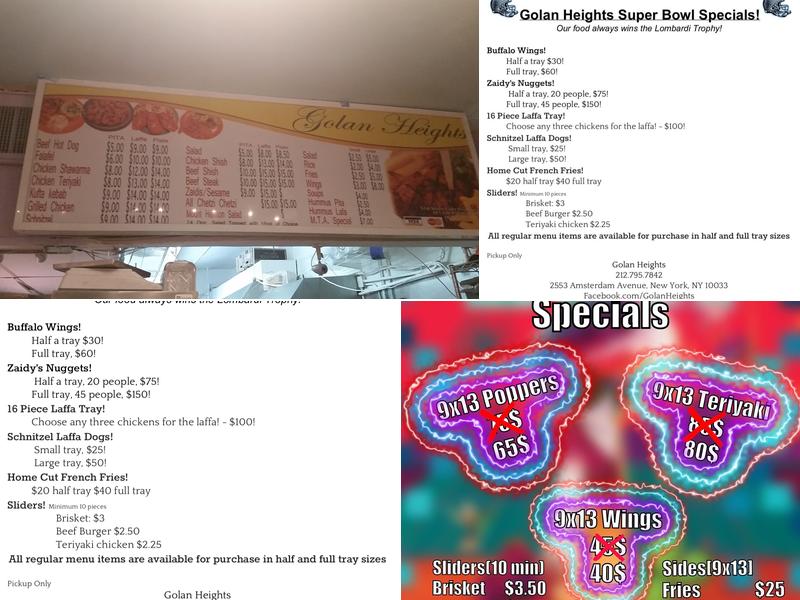 Golan Heights Menu