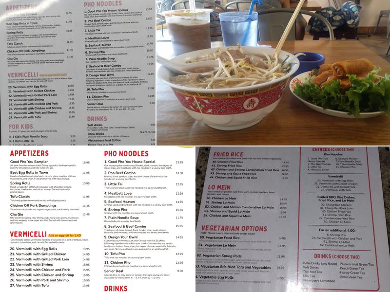 Good Pho You Menu