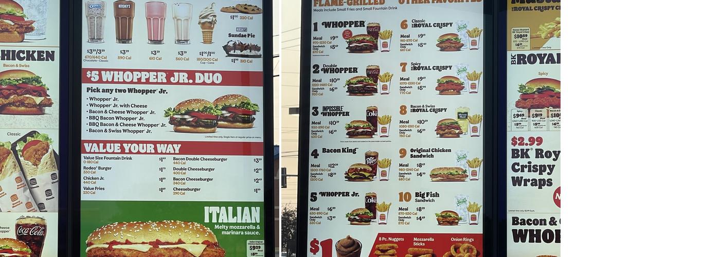 Burger King Menu