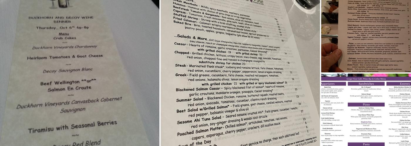 Grape Vine Cafe Menu