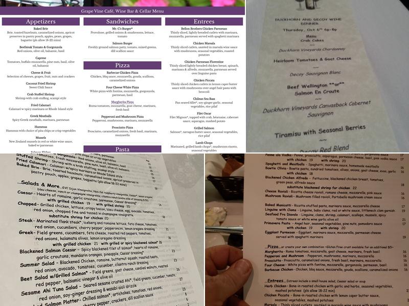 Grape Vine Cafe Menu