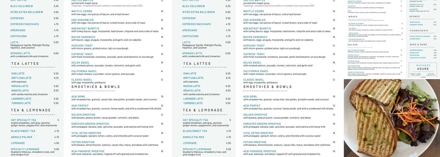 Gravité Cafe Menu