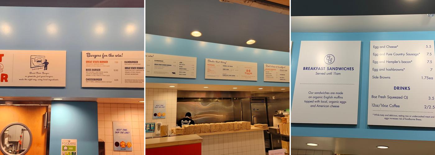 Great State Burger Menu