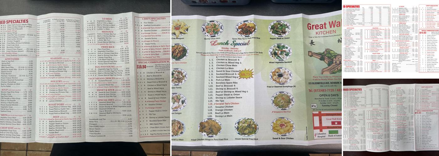 Great Wall Kitchen Menu