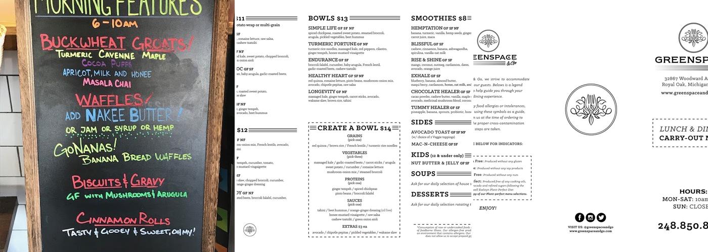 GreenSpace & Go Menu