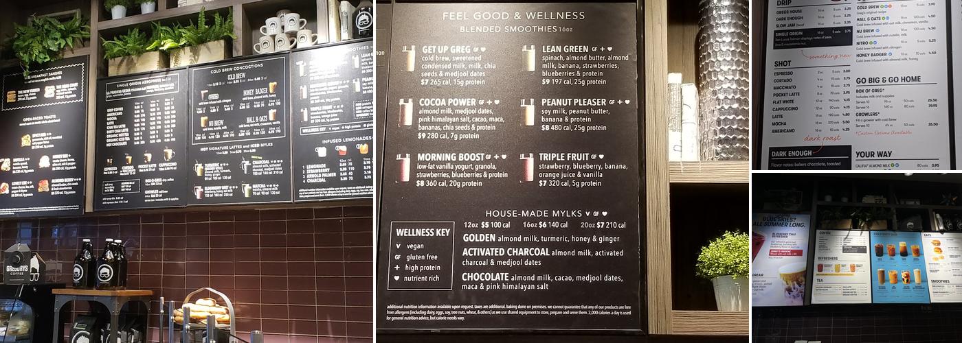 Gregorys Coffee Menu