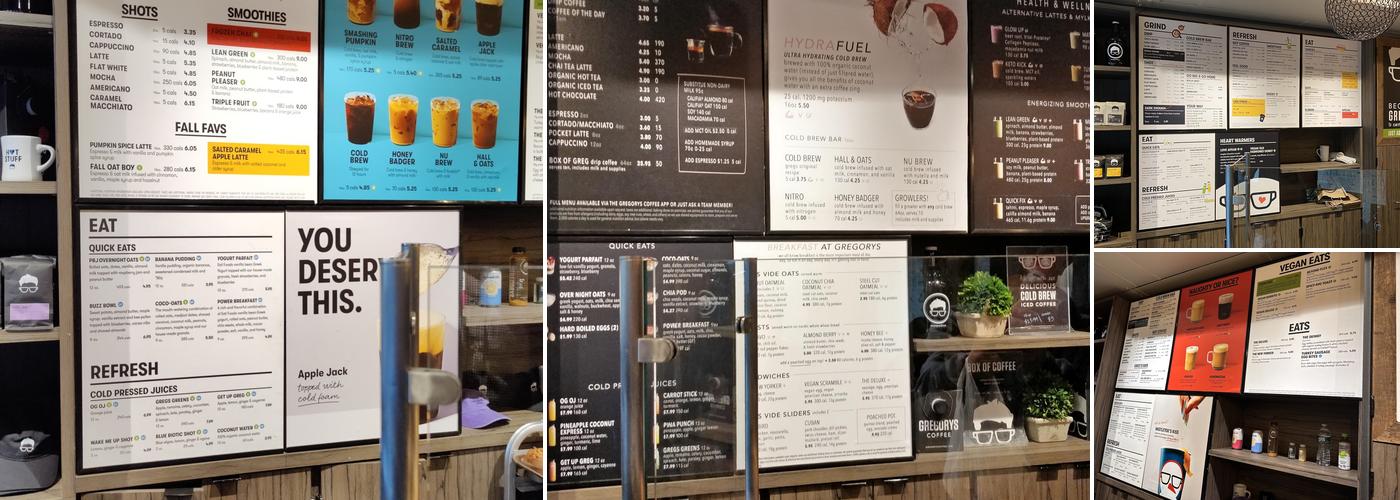 Gregorys Coffee Menu