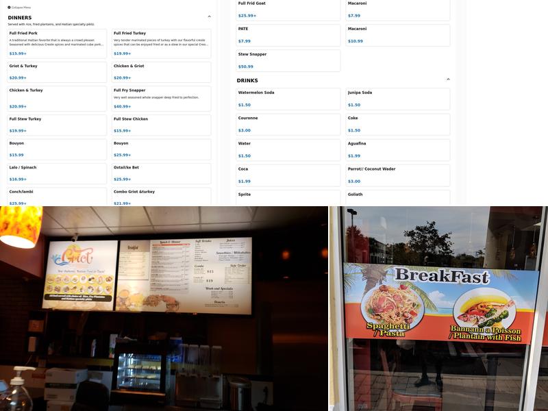 Griot Caribbean Plus Menu