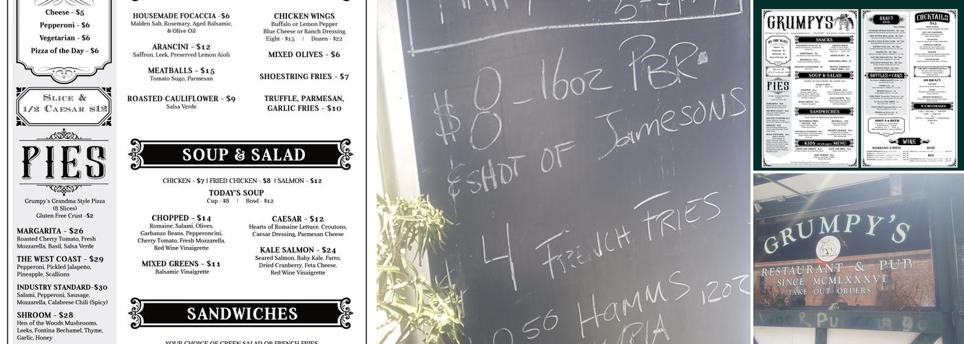 Grumpy's Restaurant & Pub Menu