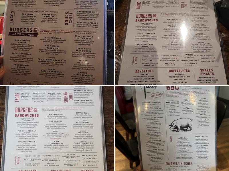 Gus's BBQ Menu