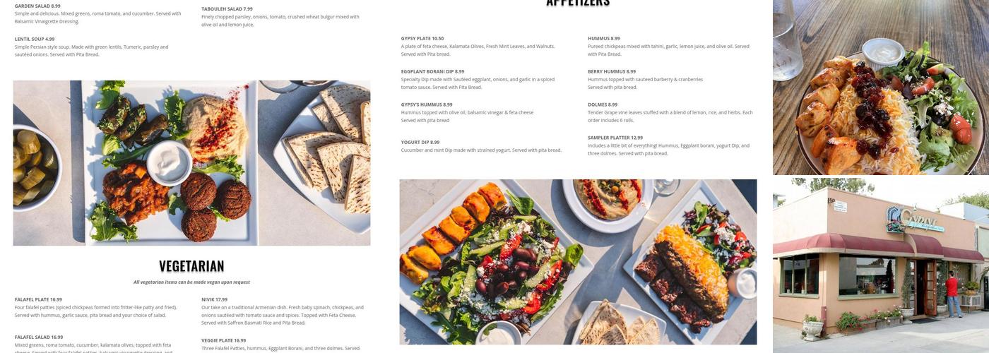 Gypsy's Mediterranean Grill Menu