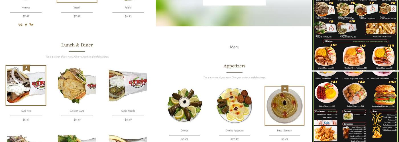 Gyros Express Menu