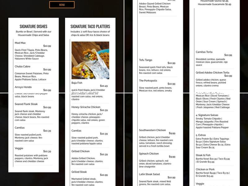 Habanero on Ludlow Menu