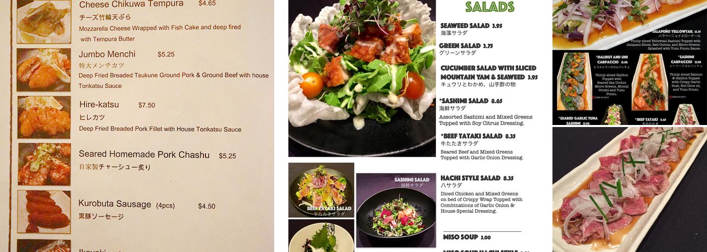 Hachi - Japanese Yakitori Izakaya Menu