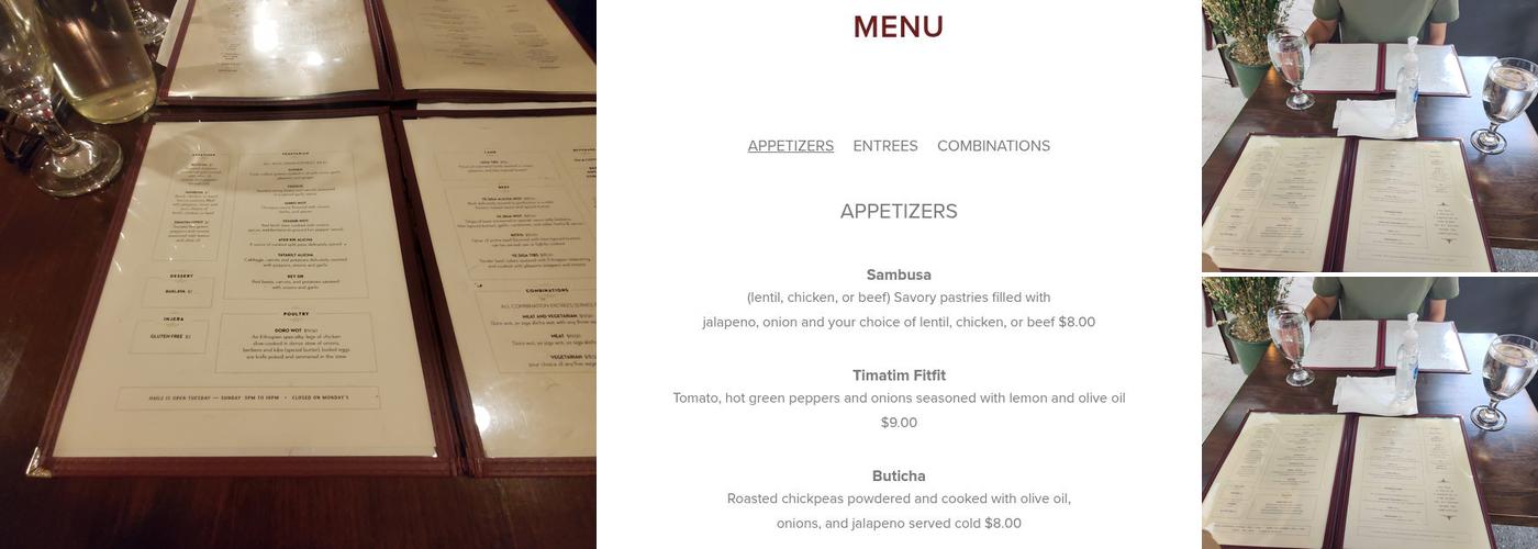 Haile Menu