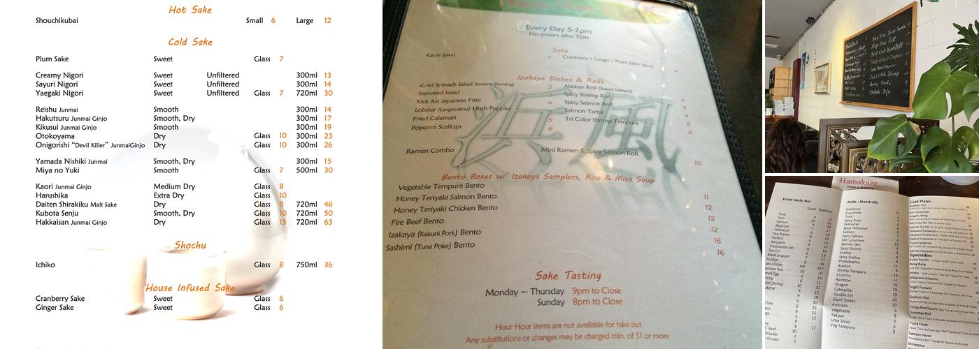 Hamakaze Sushi Menu