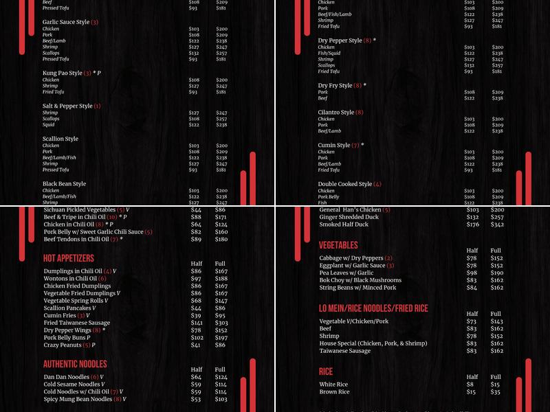 Han Dynasty Brooklyn Menu