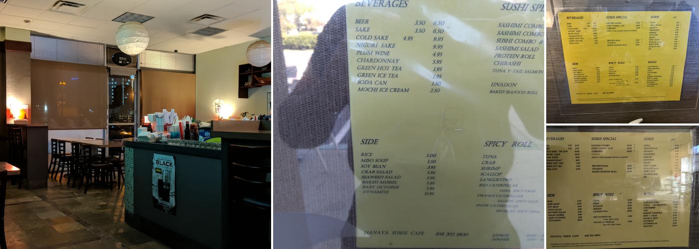 Hanaya Sushi Menu