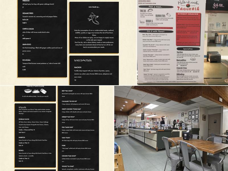 Hankook Taqueria Menu