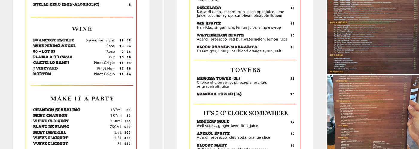 Disco Pancake Menu