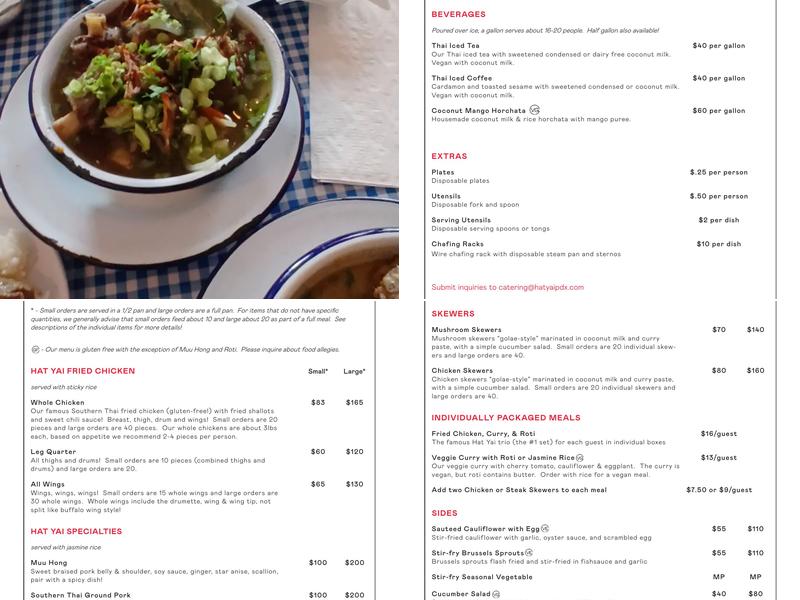 Hat Yai Menu