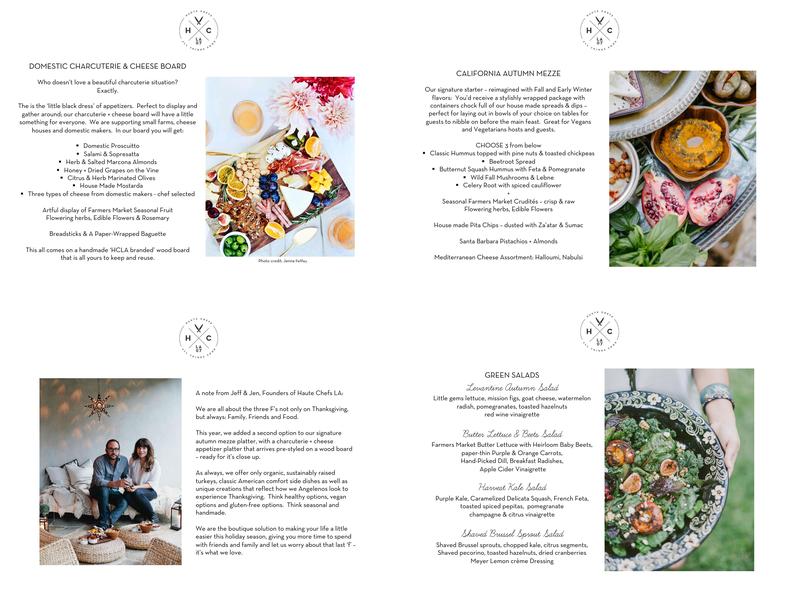 Haute Chefs Los Angeles Menu