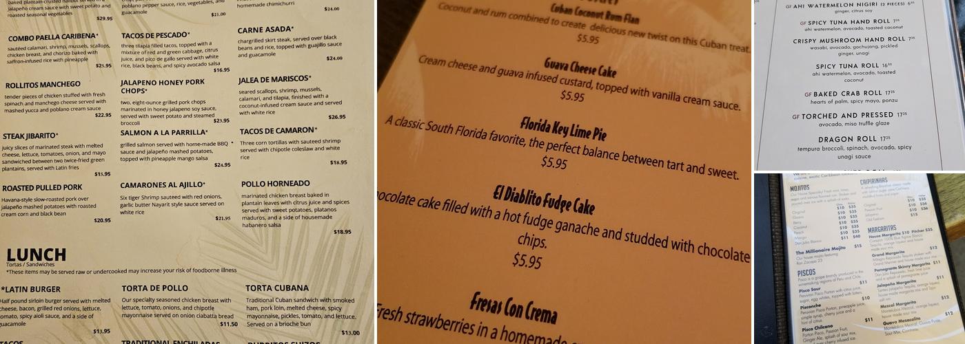 Havana Grill Menu