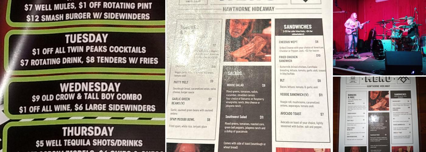 Hawthorne Hideaway Menu