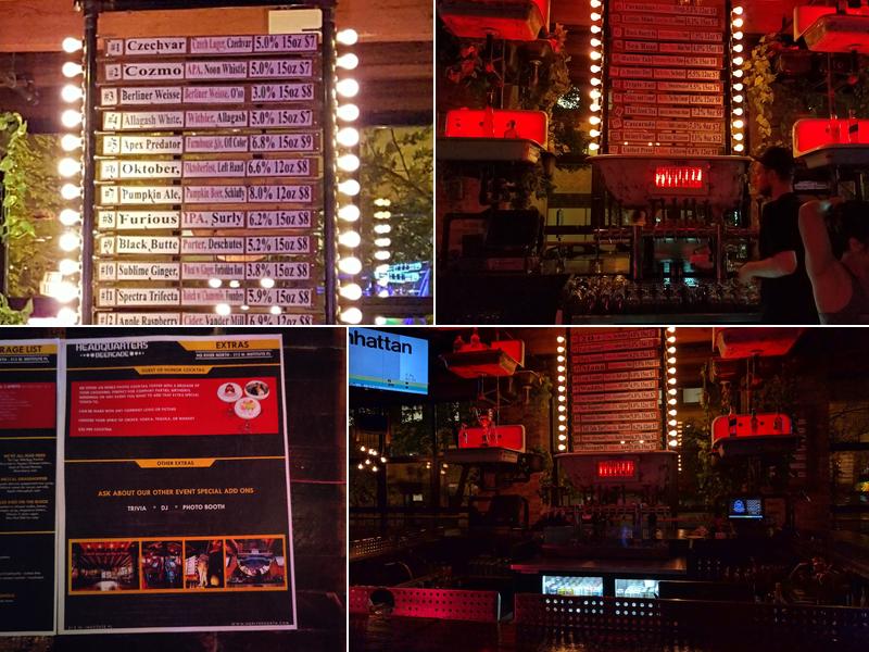 Headquarters Beercade Menu