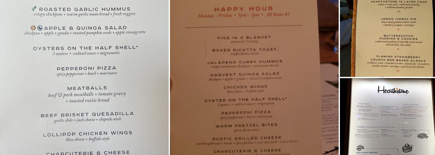 Hearthstone Kitchen & Cellar Menu