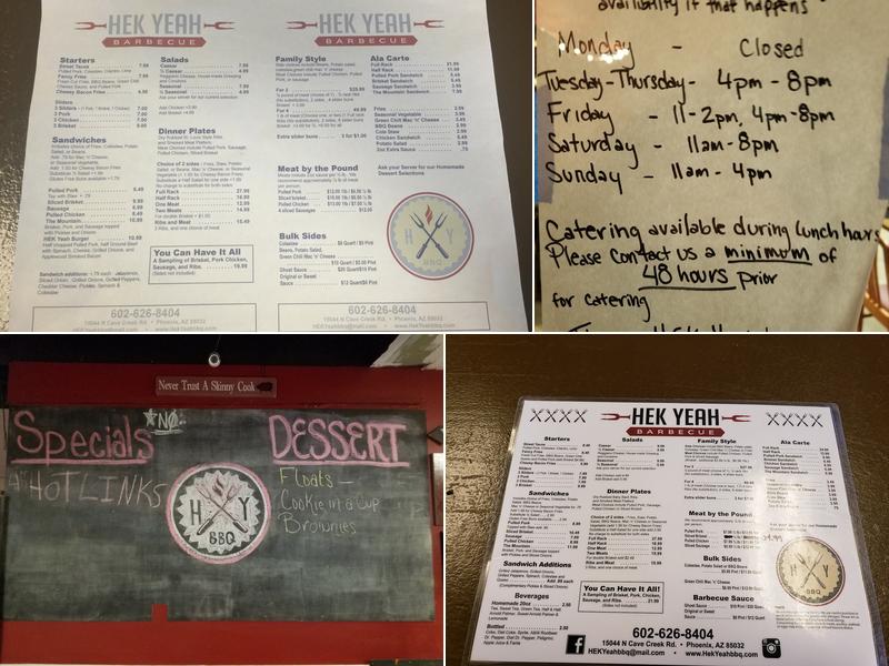 Heck Ya BBQ Menu