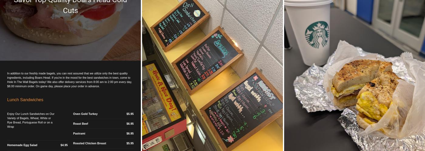 Hole In The Wall Bagels Menu