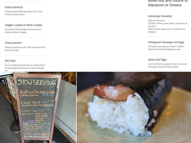 Homestyle Hawaiian Pub & Eatery Menu