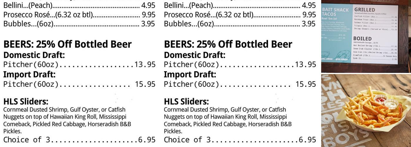 Hook Line & Sinker Menu