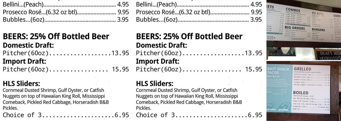 Hook Line & Sinker Menu