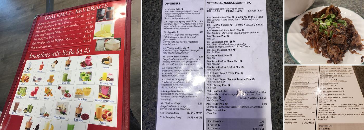 Hot Pho Menu