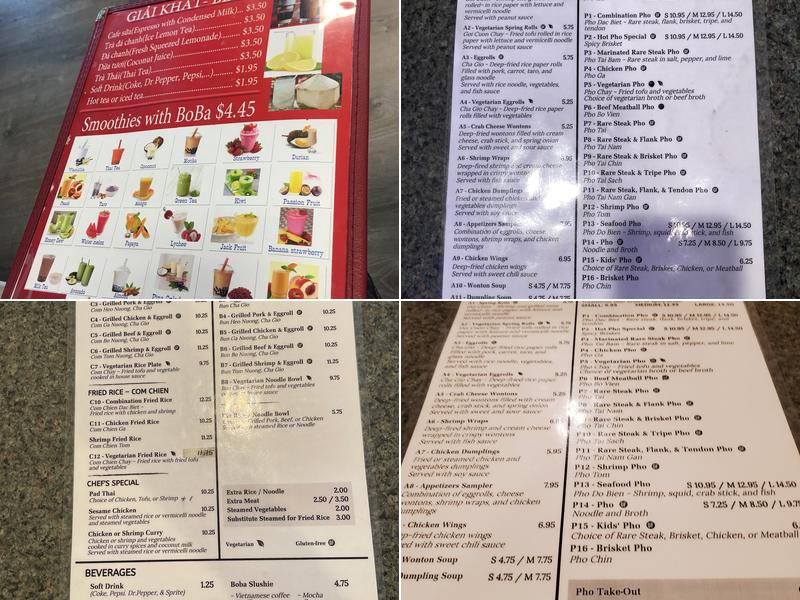 Hot Pho Menu