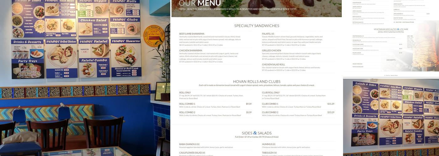 Hovan Mediterranean Gourmet Menu