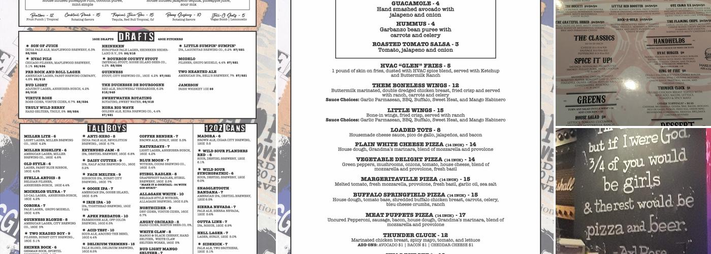 HVAC Pub Menu