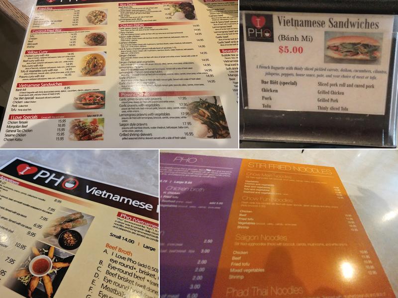 I Love Pho Menu