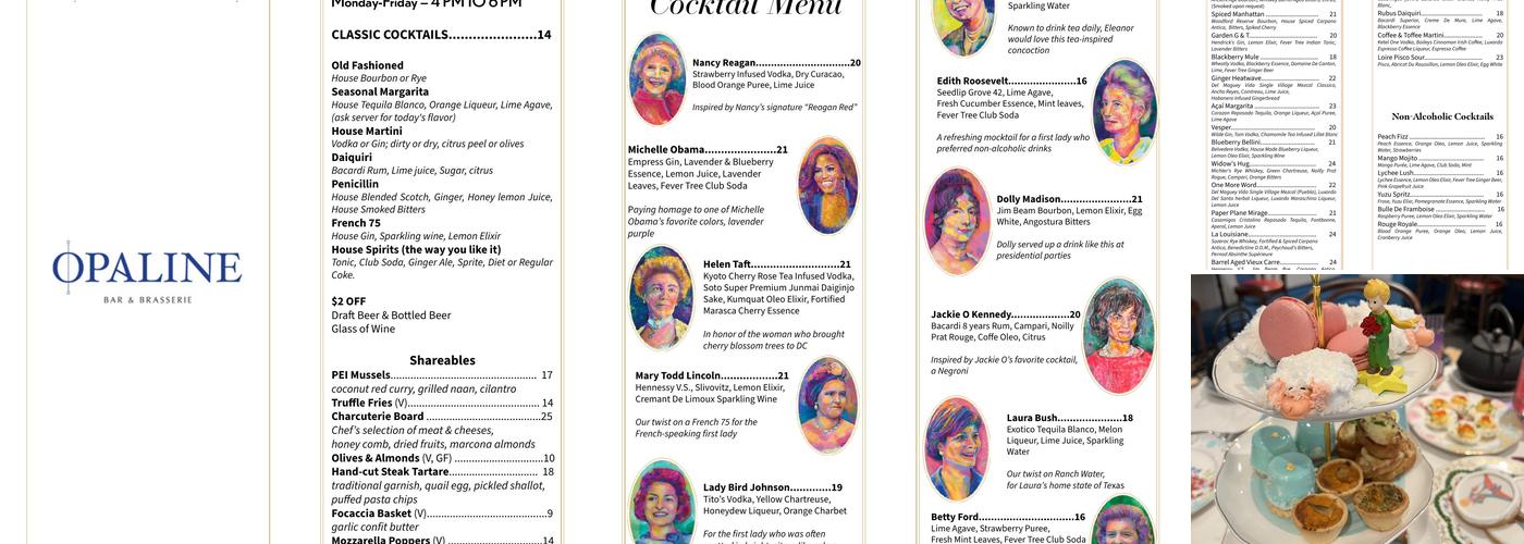 Opaline Bar and Brasserie Menu